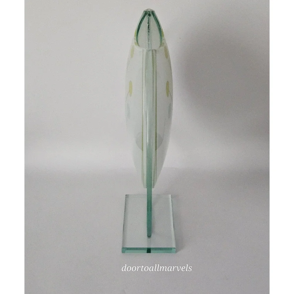 VTG Suspended Art Glass Vase Botanical Allium Floral 10.75
